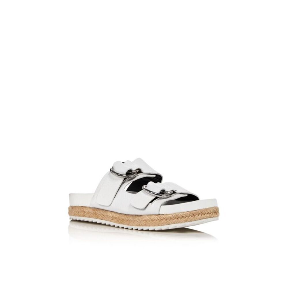 AQUA Womens White Kai Round Toe Platform Slip On Leather Espadrille Shoes 9.5 M
